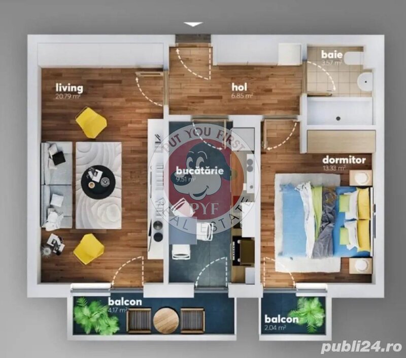 Grand Kristal Residence | 2 camere | 60mp | Decomandat | B12717